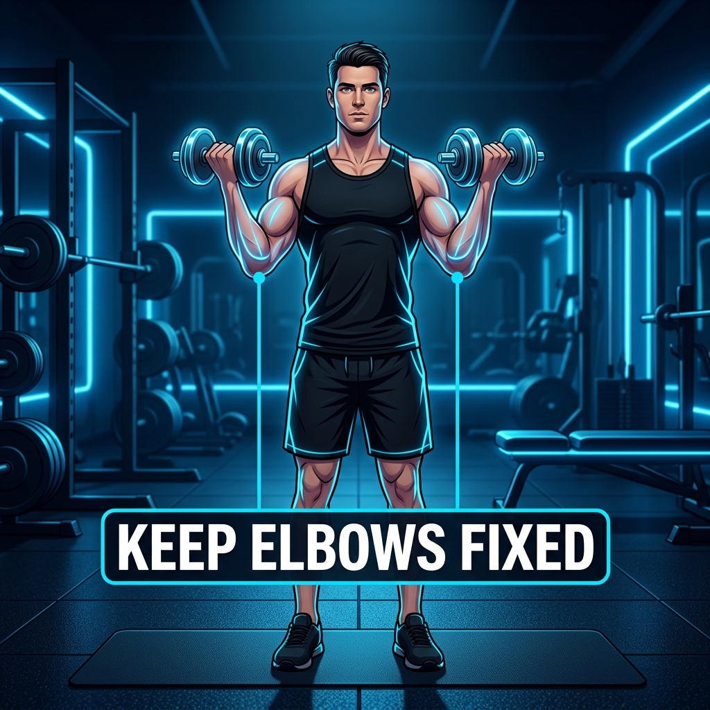 AI biceps curl analysis showing fixed elbows and rep tracking